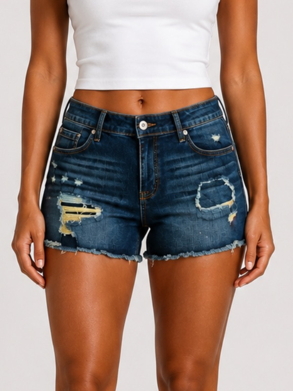 NWT Torrid Vintage Stretch Dark Wash Raw Hem Distressed Denim Shorts Size 20